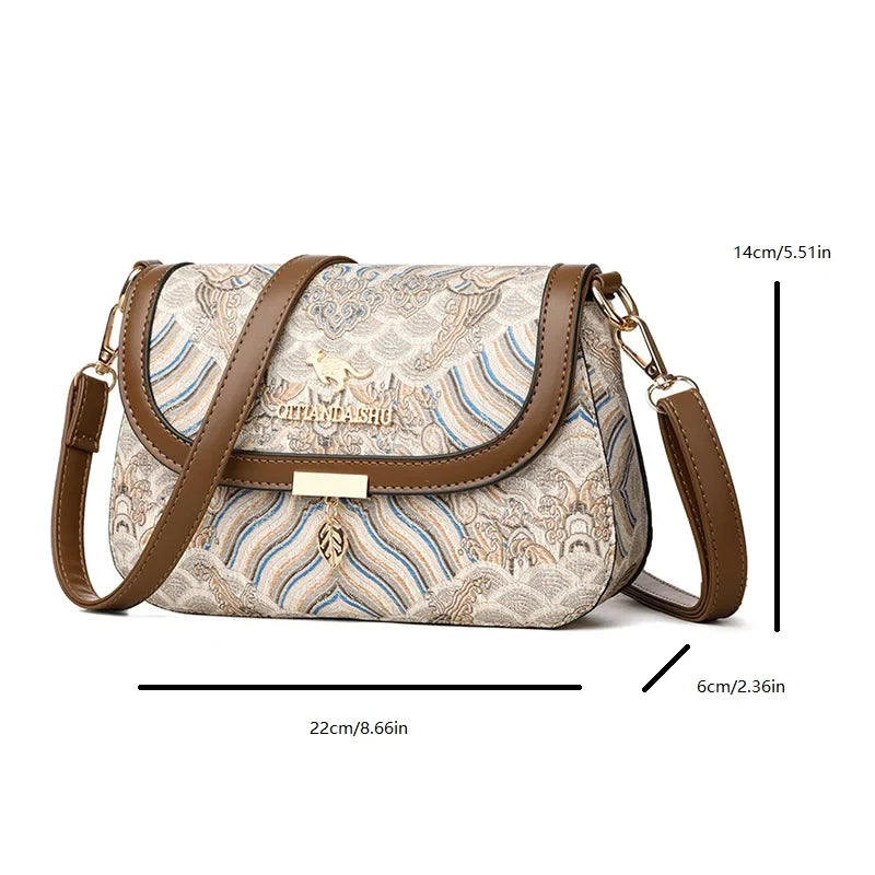 Bags for Women 2025 New Crossbody Bag Women's Bag Printed Fashion Middle-Aged Mother Bag Versatile Shoulder Bag Commuter Bag