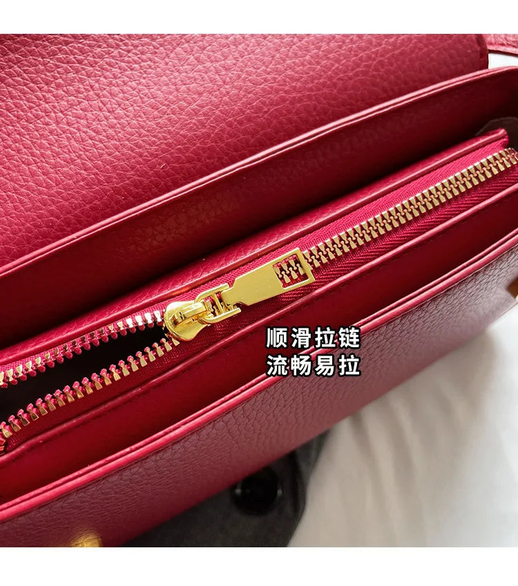 Bag Women 2025 Fashion Texture Lychee Pattern Small Square Bag Simple Commuter Versatile Single Shoulder Crossbody Bag