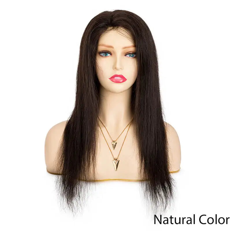 Pu Around With Knotted Breathable Lace In The Center Human Hair Wigs For Women Real Natural Hair Wig 12-22Inch Long Women Wig