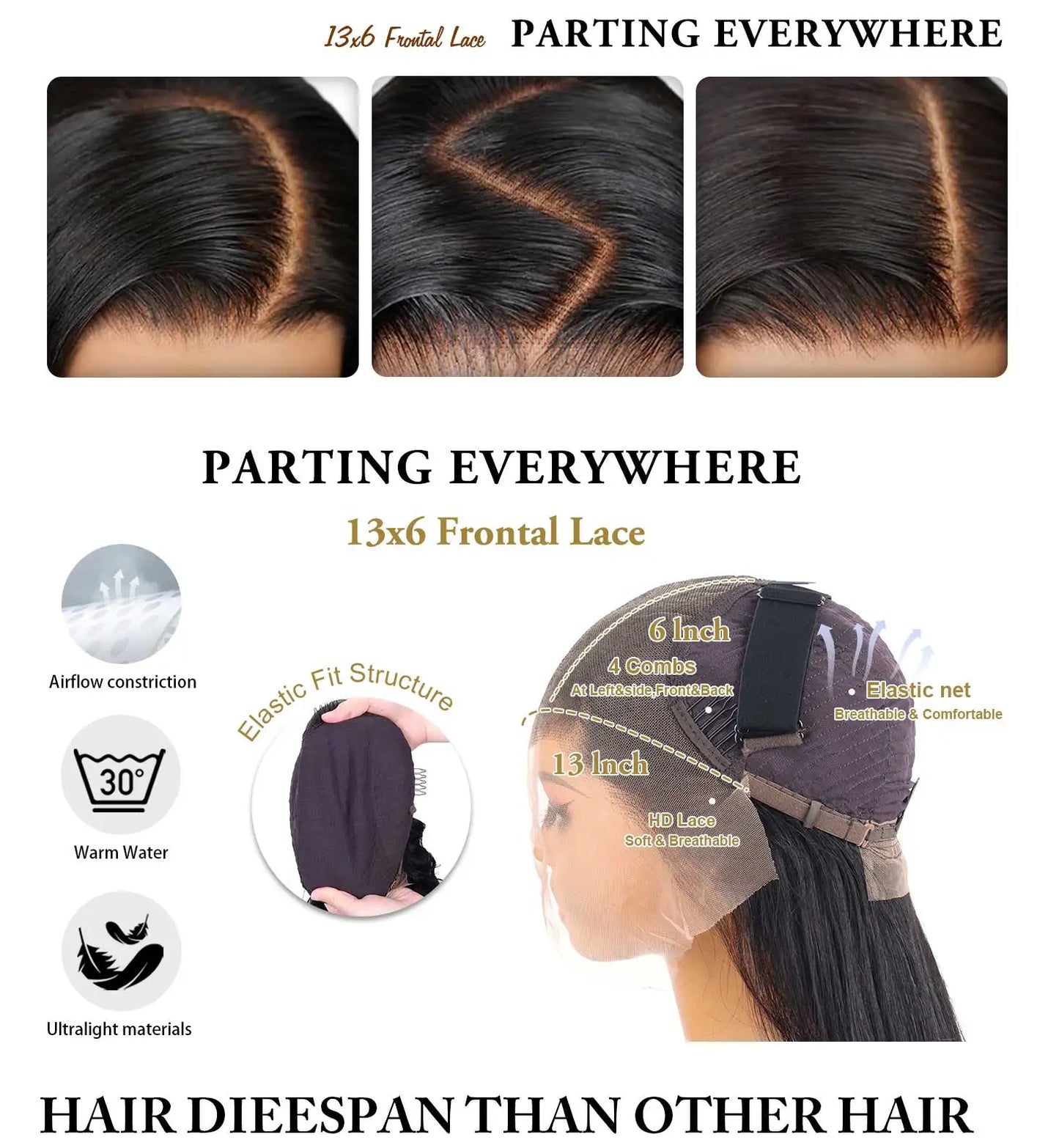 Straight Human Hair Wigs 13x6 HD Lace Front Wigs Human Hair For Women 13X4 Bone Straight Human Hair 250%Density Pre Plucked Hai