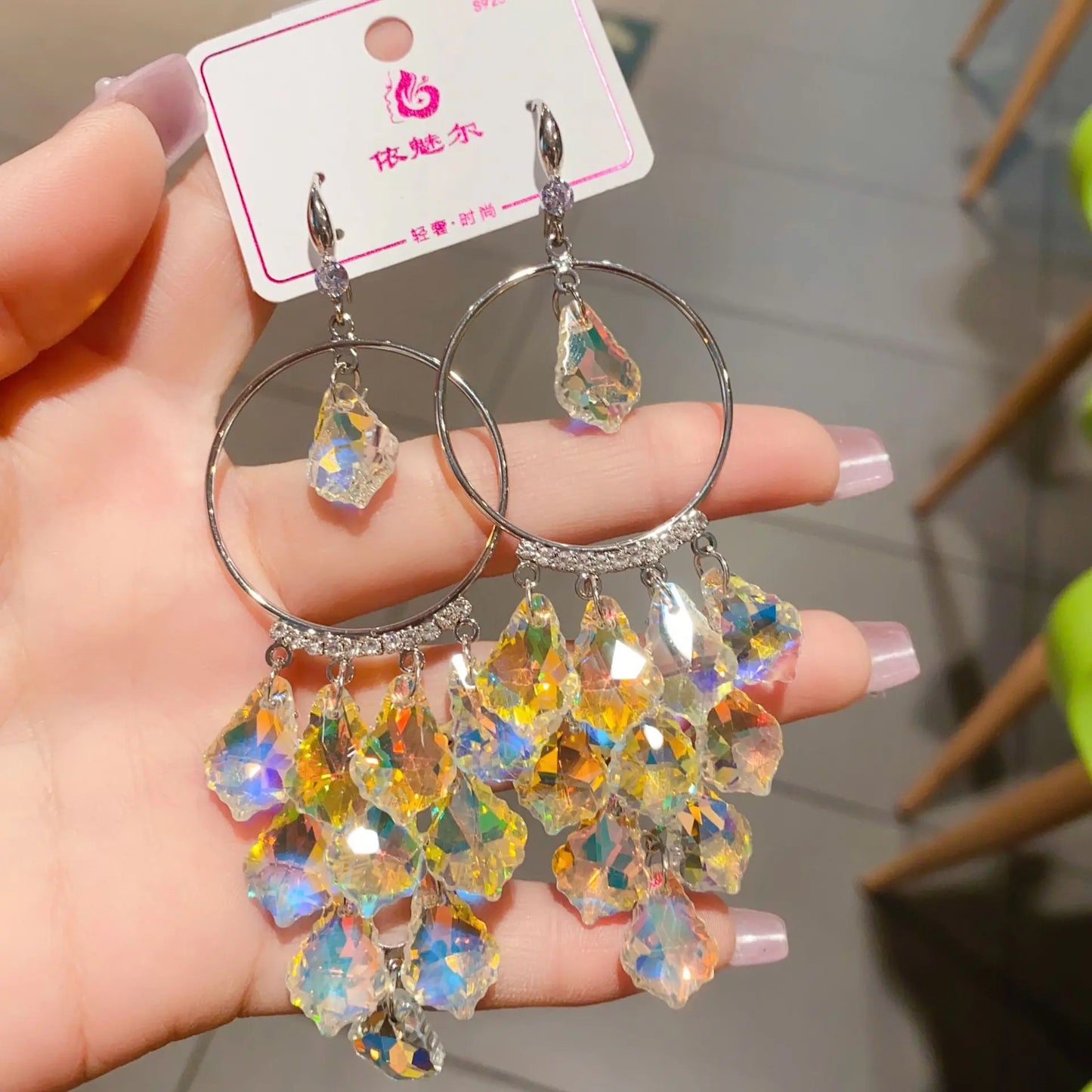 Luxury Crystal Earrings for Women Charming Artifical Crystal Dangling Earrings Wedding Party Jewelry