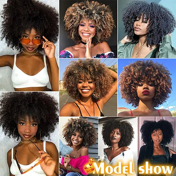 WIGERA Synthetic Short  Hairstyle  Curly Pixie Cut  Bob Wig Glond Brown/ Black/Wine Red Hair  Colored Wigs For Women