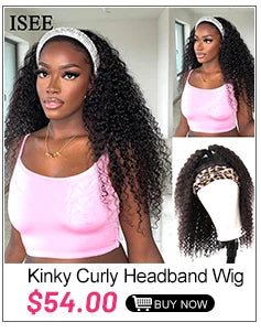 Headband Wig Human Hair ISEE HAIR Kinky Curly Human Hair Wigs For Women Brazilian Short Bob Wigs Glueless Full Machine Made Wig