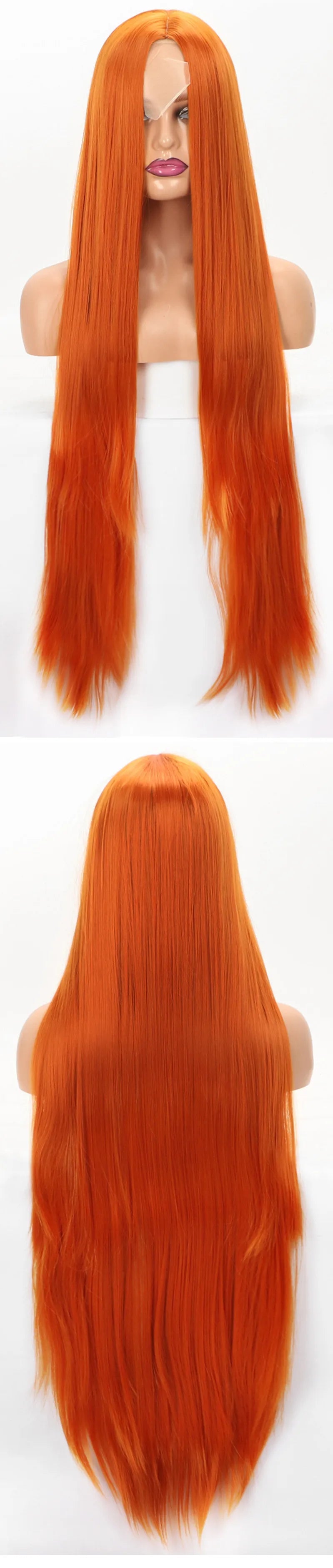 Long Straight Hair Synthetic Wig Female 34inch Long Black Red Blonde Wigs For Women Natural Wigs Women Cosplay Wig Middle Part