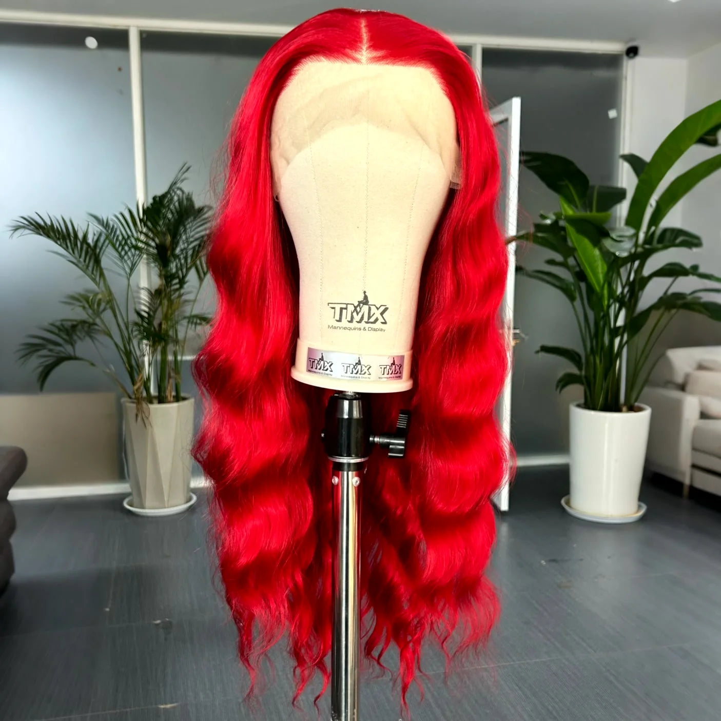 Long Red Wavy Wigs for Women Synthetic Hair Middle Part Natural Curly Loose Deep Wave 13X4 Lace Front Wigs for Daily Party