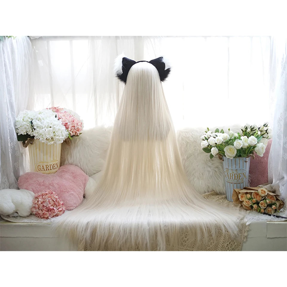 110cm Long Wavy Hair Synthetic Wigs Female Red Brown Coaplay Lolita Wig With Bangs Natural Hair Wigs Women Heat Fesistant Fiber