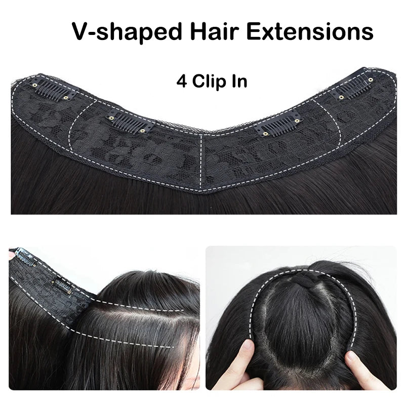 22Inch Women's  Synthetic Long Hair Styling Long Hair Synthetic Wigs Layered Hair Extensions Top of the Head Increase Hair