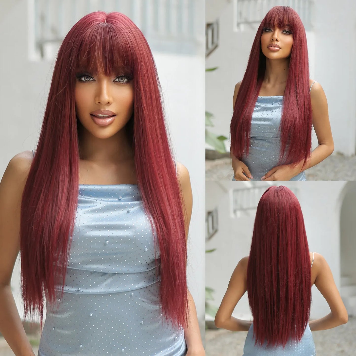 Black Hair Long Straight Wigs for Women Natural Hair Synthetic Wigs Daily Cosplay Heat Resistant
