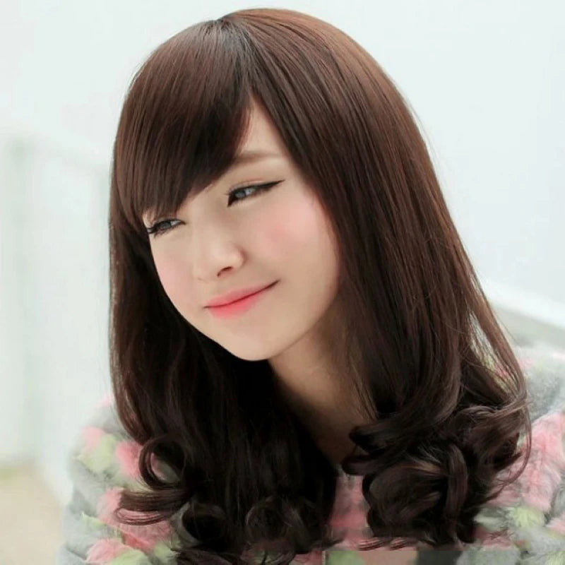 Women Long Curly Wavy Full Wig Gold Black Brown Hair Cosplay Party Wig