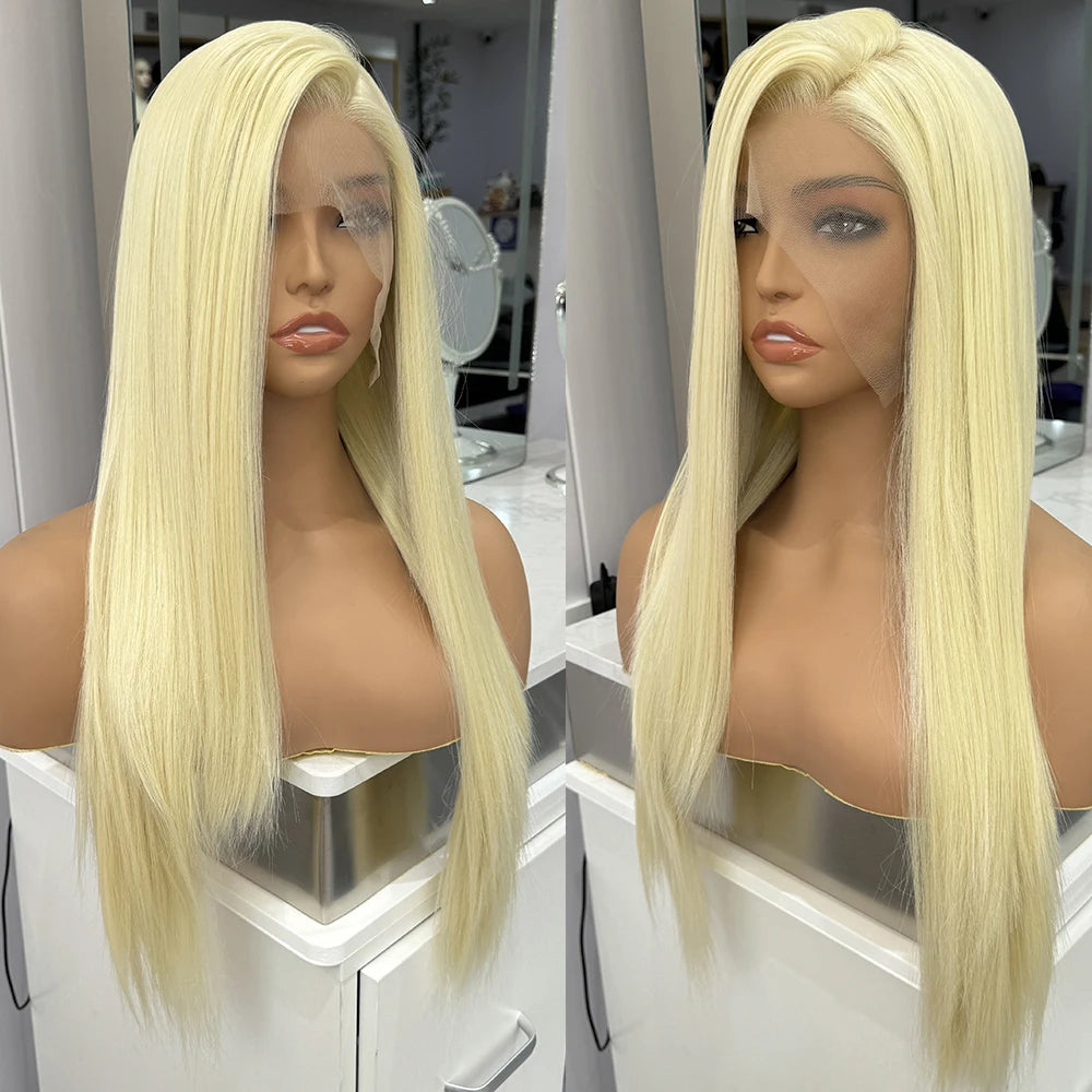 Synthetic Blonde Wig Lace Front Wigs for Women Long Silky Straight Hair Glueless Natural Hairline Heat Resistant Fiber Cosplay