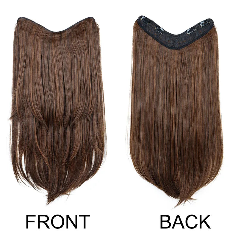 WIGSIN 22Inch Synthetic V-shaped Layered 4 Clips Long Straight Hair Extension Fashion Invisible Hairpiece Wig for Women