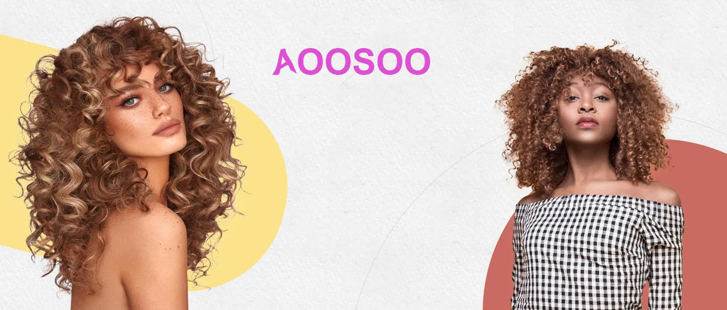 Curly Wig with Bangs for Women Long 16Inch Kinky Wigs with Wispy Bangs for Daily Use Party Cosplay-Chocolate Brown