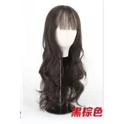 28inches Long Black Straight Wig with Bangs for Women Heat Resistant Fashionable Elegant Synthetic Wig for Cosplay and Party