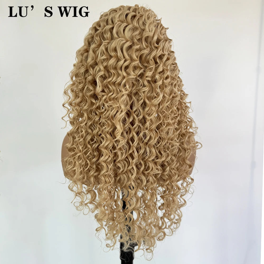 Blonde Curly Wig Long Synthetic Lace Front Wigs for Women Deep Curly Wig Blonde Wig Natural Hairline Cosplay Glueless Lace Hair