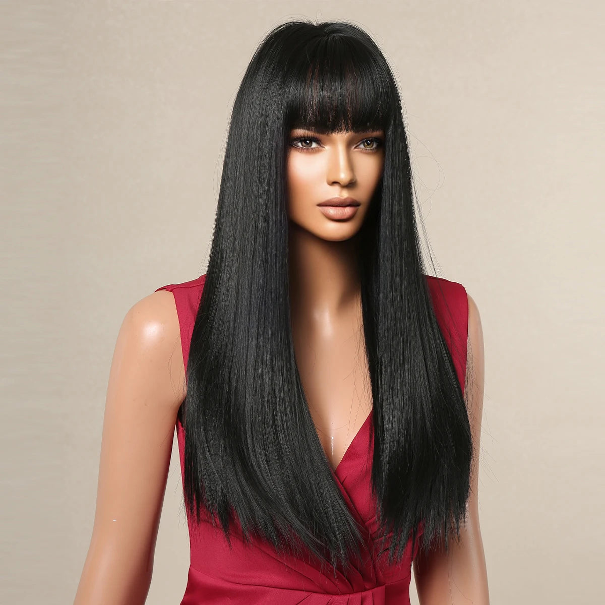 Black Hair Long Straight Wigs for Women Natural Hair Synthetic Wigs Daily Cosplay Heat Resistant