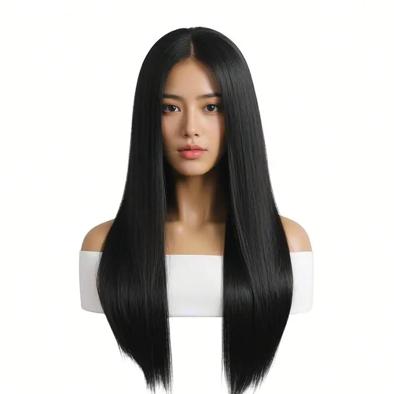 Elegant Long Straight Wig For Women - Heat Resistant Synthetic Hair For Cosplay & Halloween
