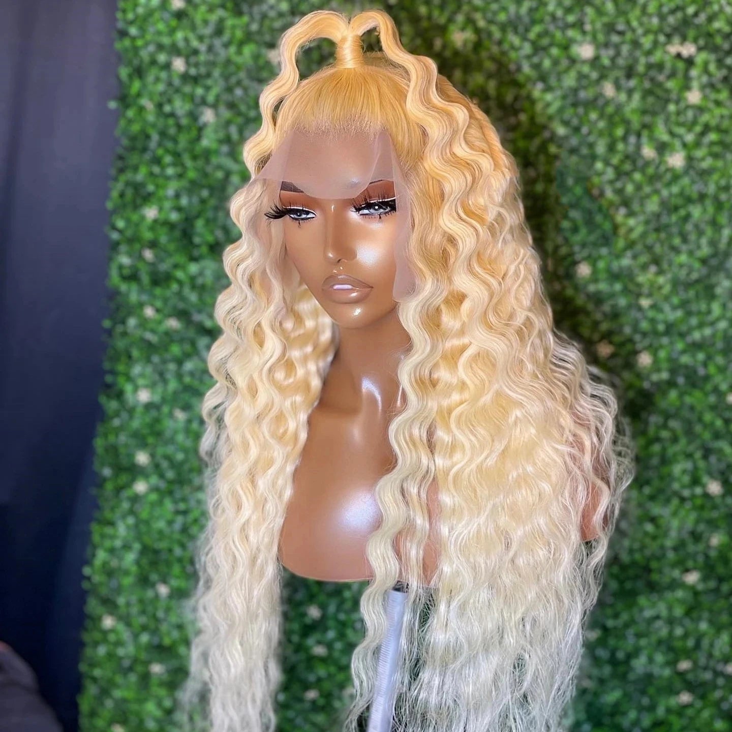 Synthetic Hair 26" Long Blonde Red Deep Curly Lace Front Wig For Women  Soft Glueless180%Density Preplucked Daily Cosplay