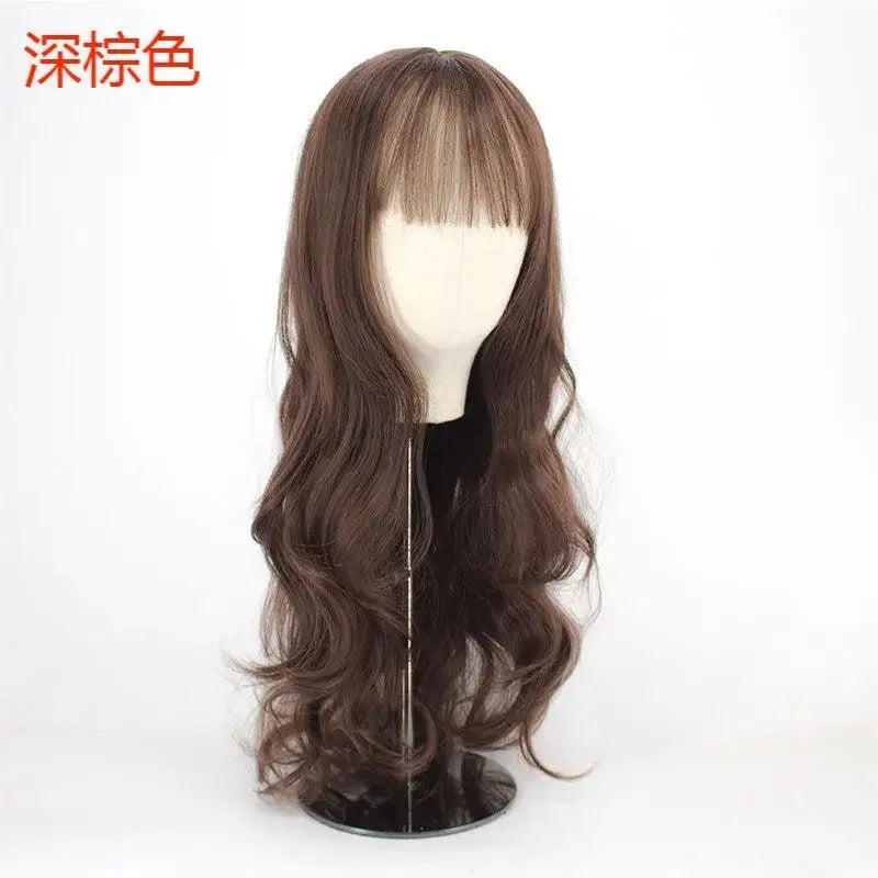28inches Long Black Straight Wig with Bangs for Women Heat Resistant Fashionable Elegant Synthetic Wig for Cosplay and Party