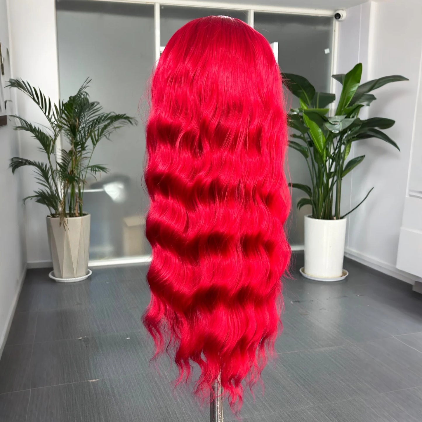 Long Red Wavy Wigs for Women Synthetic Hair Middle Part Natural Curly Loose Deep Wave 13X4 Lace Front Wigs for Daily Party