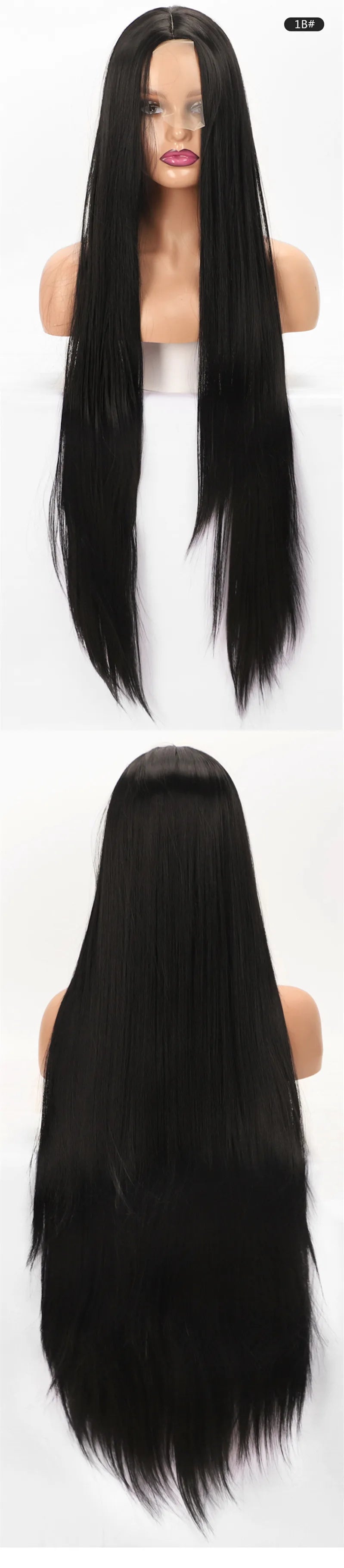 Long Straight Hair Synthetic Wig Female 34inch Long Black Red Blonde Wigs For Women Natural Wigs Women Cosplay Wig Middle Part