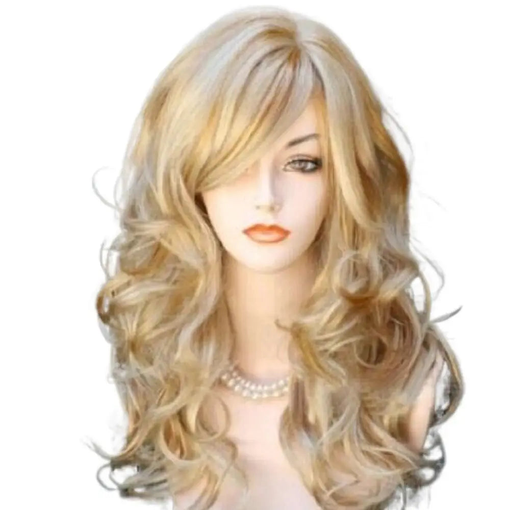 Ladies Blonde Long Curly Wigs Women Natural Wavy Synthetic Hair Cosplay Full Wig Fashion Party Supplies