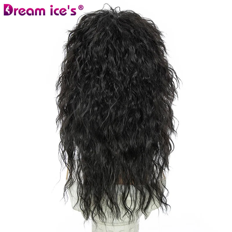 Men Women 70s 80s Rock Punk Wig  Long Curly Synthetic Hair Halloween Wigs  Halloween Costumes Animation Wigs