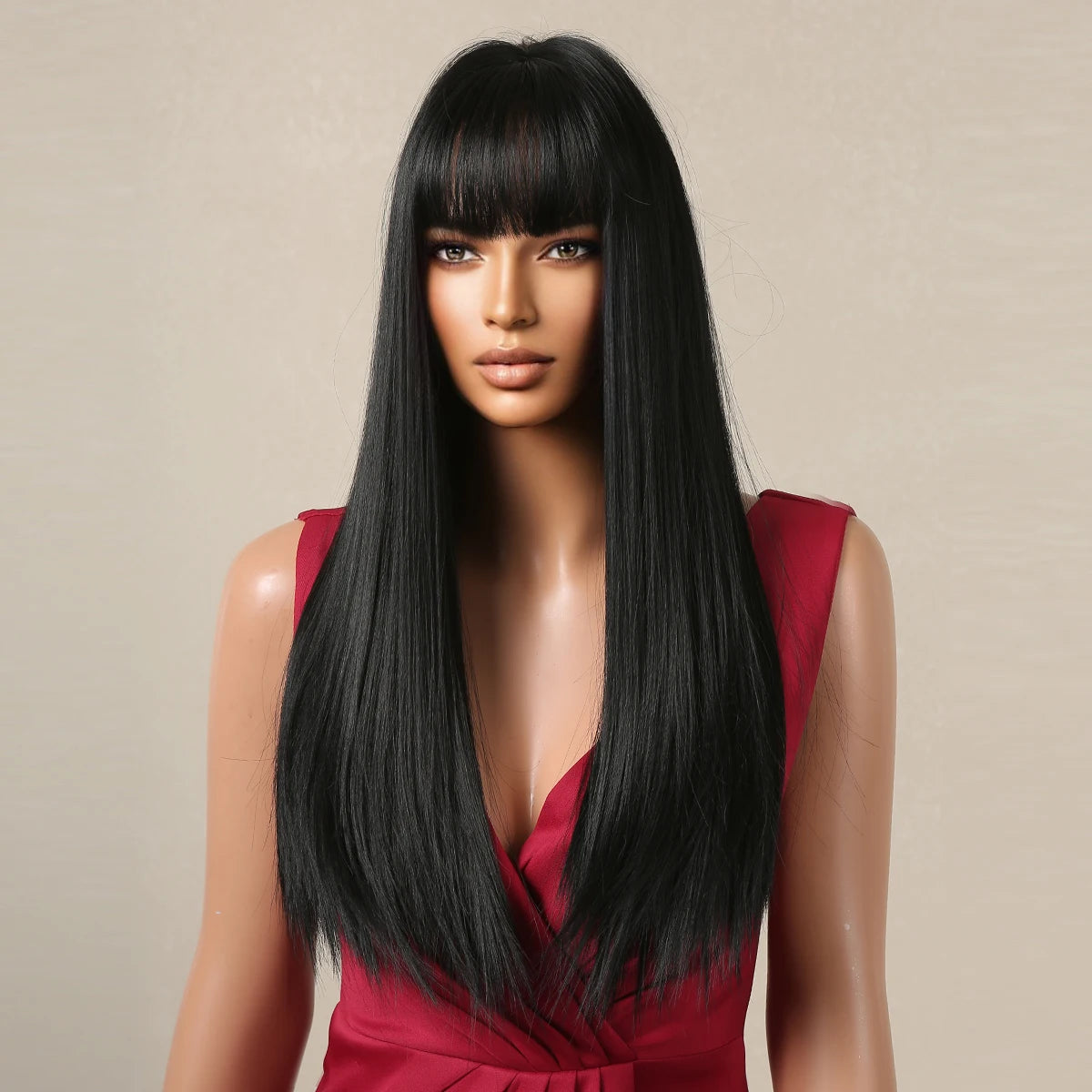 Black Hair Long Straight Wigs for Women Natural Hair Synthetic Wigs Daily Cosplay Heat Resistant