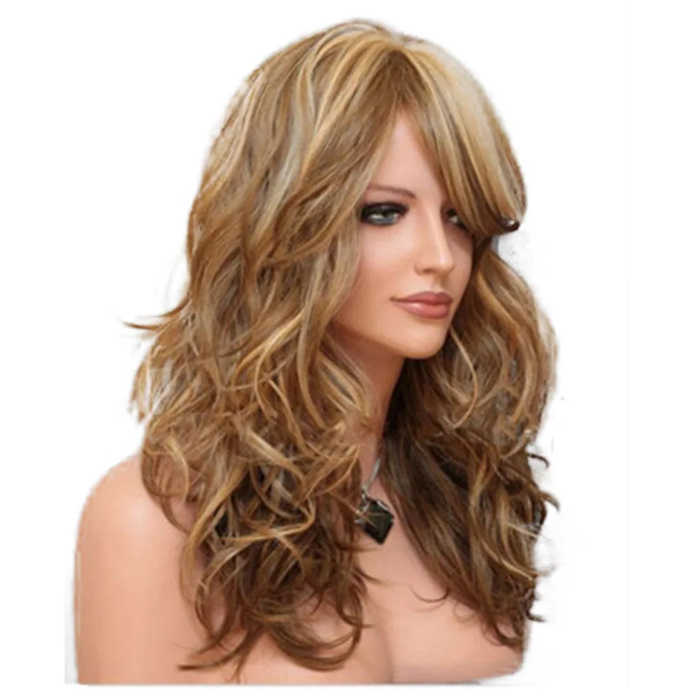 WHIMSICAL W Long Wavy Mix Blonde Wigs Natural Heat Resistant Hair Synthetic Wig for Women