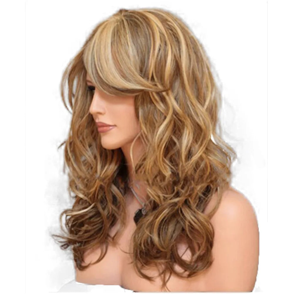 WHIMSICAL W Long Wavy Mix Blonde Wigs Natural Heat Resistant Hair Synthetic Wig for Women