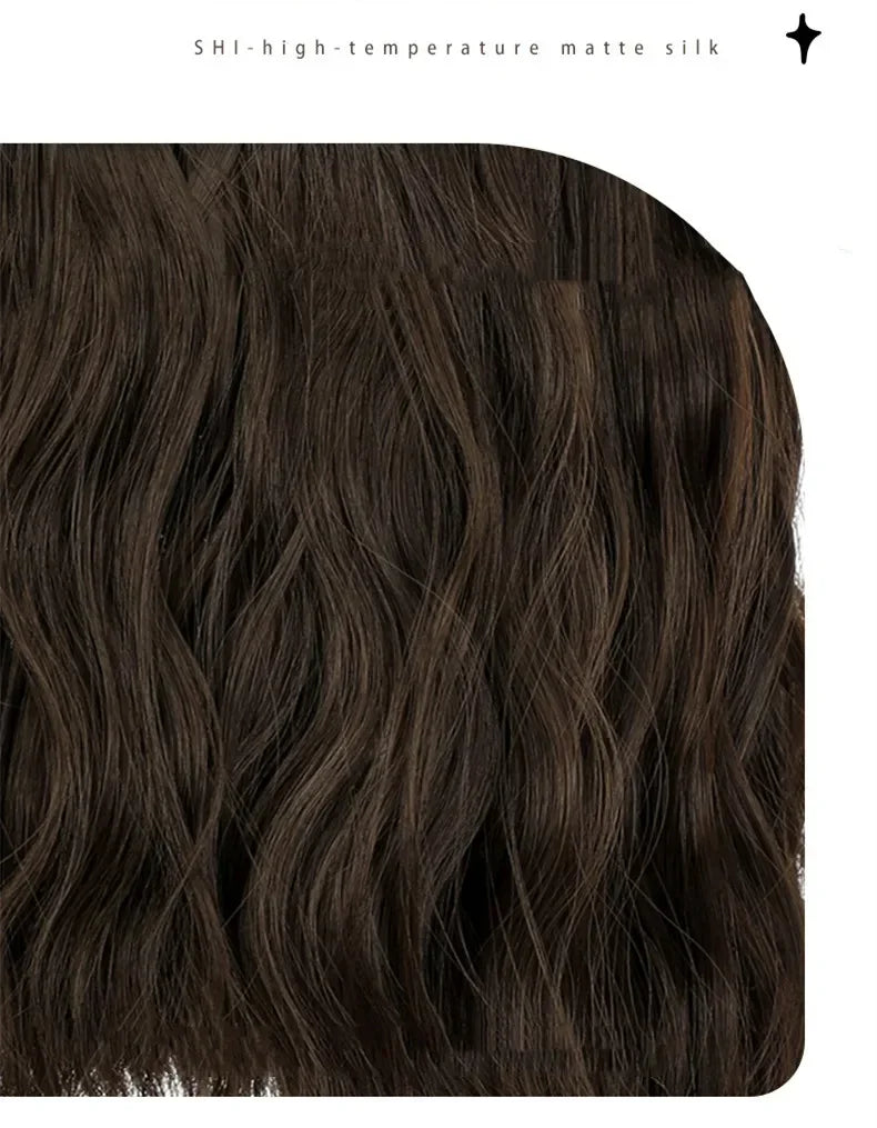 New Fashion Hat Hair Extensions Medium Long Ladies Curly Wigs Hats Connected Head Cover Synthetic Peaked Cap Wig For Women