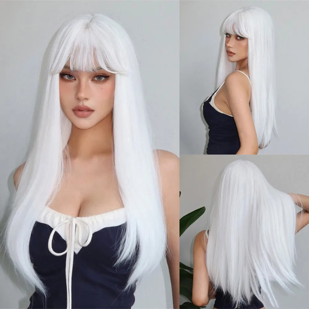 Black Hair Long Straight Wigs for Women Natural Hair Synthetic Wigs Daily Cosplay Heat Resistant