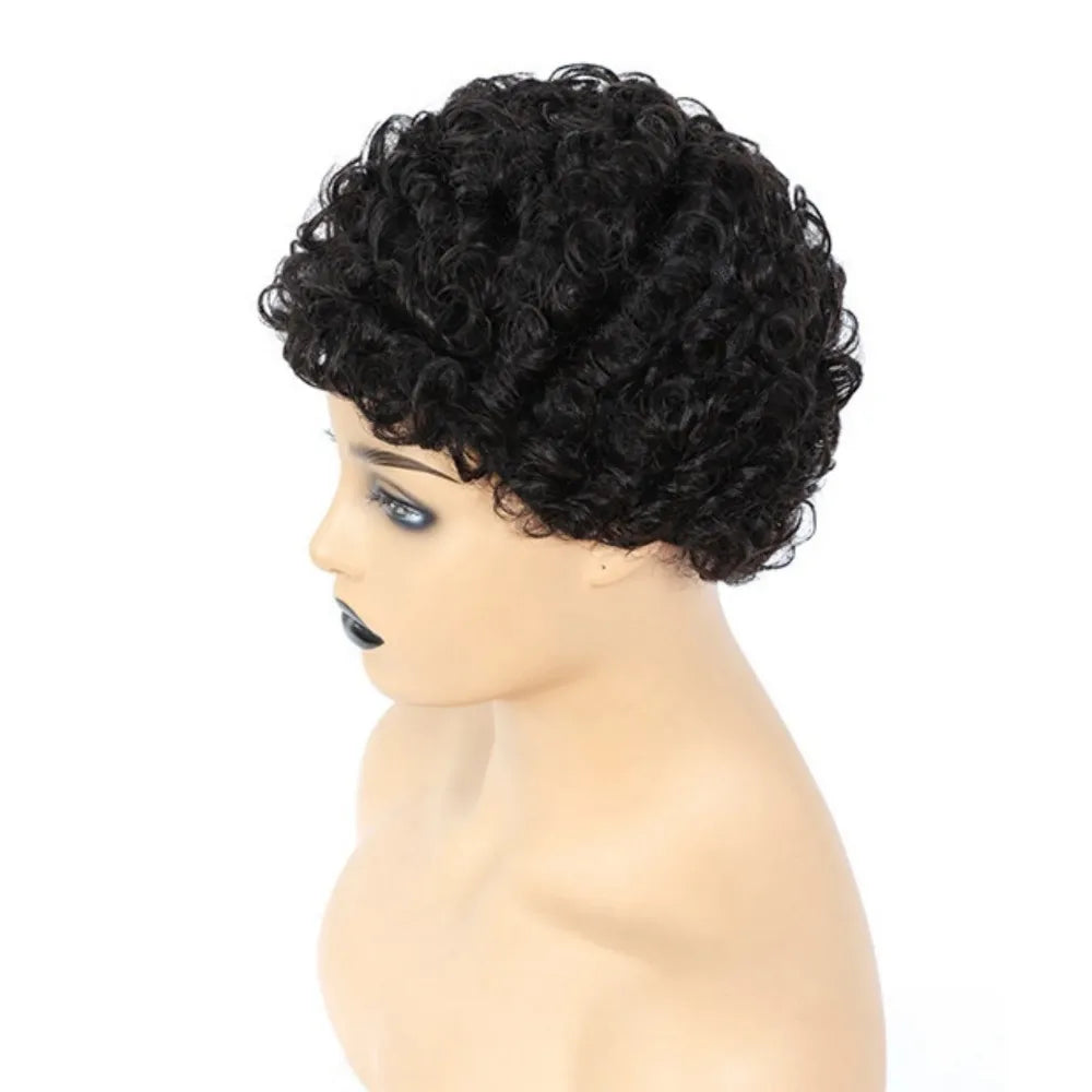 Wigs for Women Curly Wig with Bangs Full Machine Made Wig Machine Made Short Human Hair