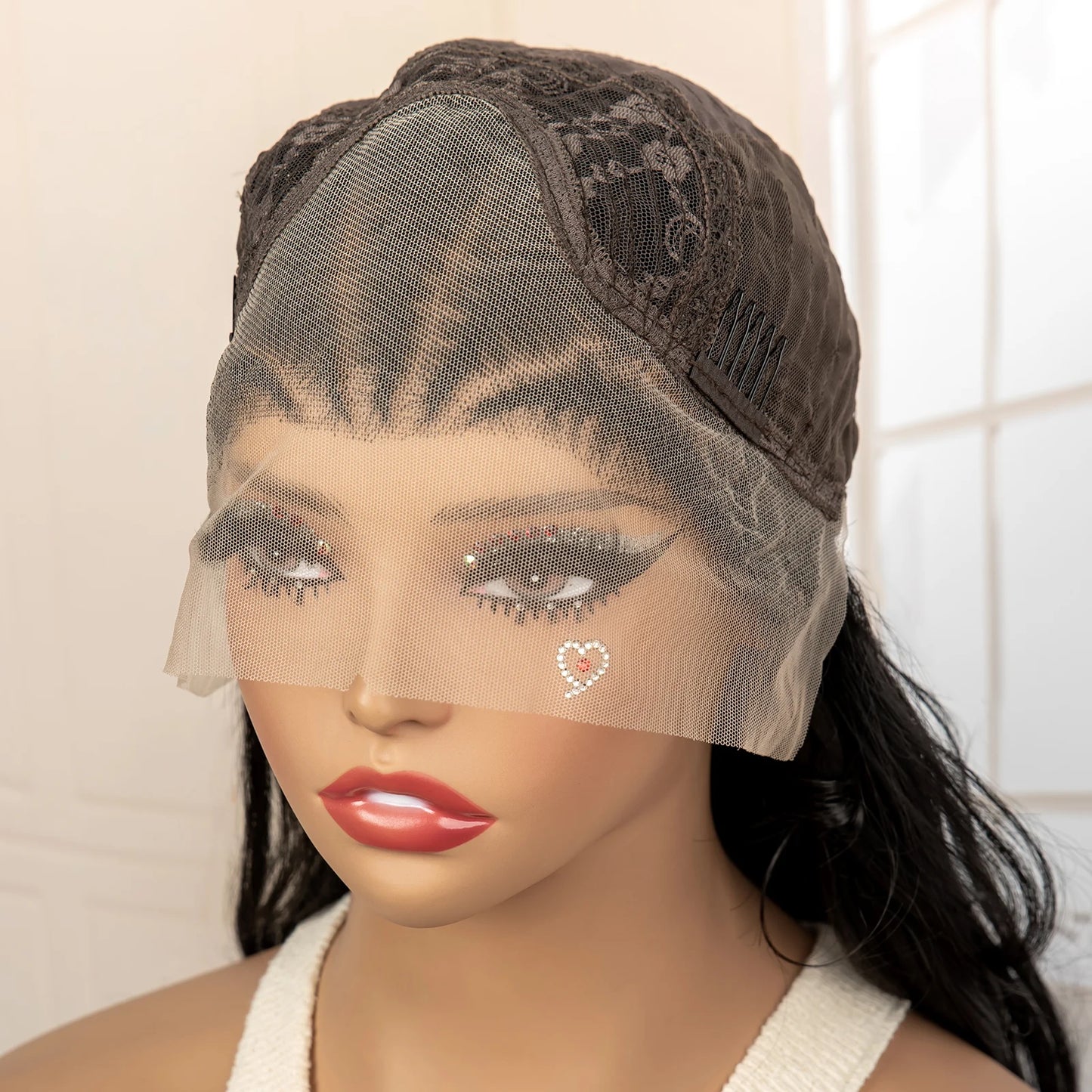 26 Inches Long Wavy Curly with Braids Synthetic Hair 13x4 Lace Front Wigs for Women Natural Color Wig for Daily Party Use