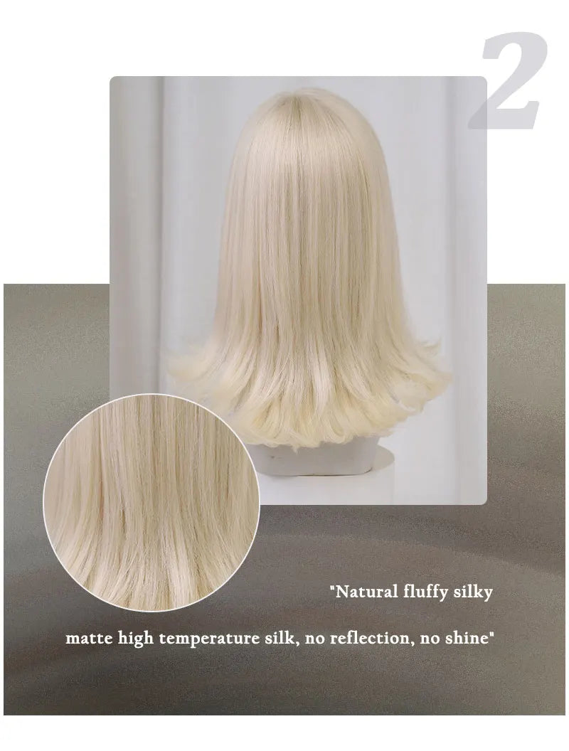 Long Straight Blonde Wig for Women Daily Use High Density Synthetic Layered Hair Wigs with Side Part Bangs Beginner Friendly
