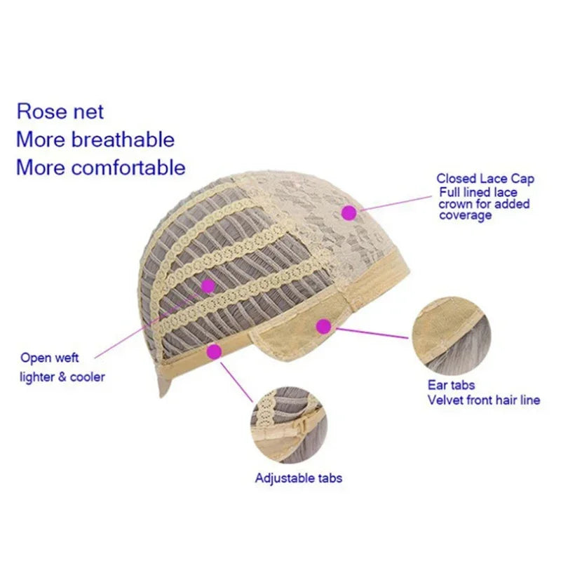 72cm Women Long Straight Wig With Hair Net Blonde Synthetic Hair Wigs Headgear For Daily Wear