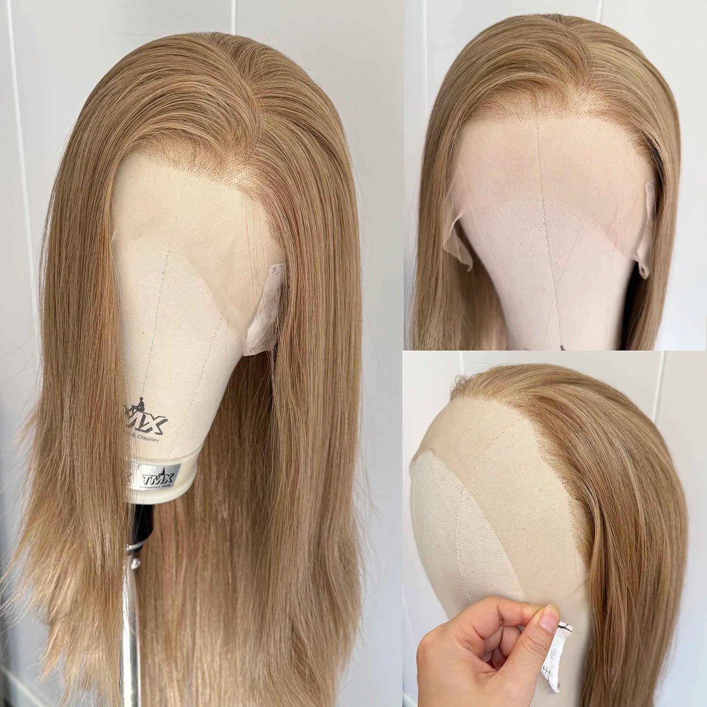 Blonde Highlights Long Silky Straight Wig Mix Color 13x4 Lace Front Wigs for Women Synthetic Hair Daily Wear Heat Resistant