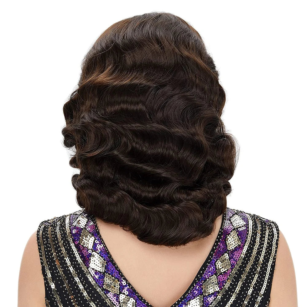 Synthetic Hair 1920s Wig Finger Wave The Great Gatsby Curly Long Wig Vintage Wigs for Women Lady  Heat Resistant Costume Wigs