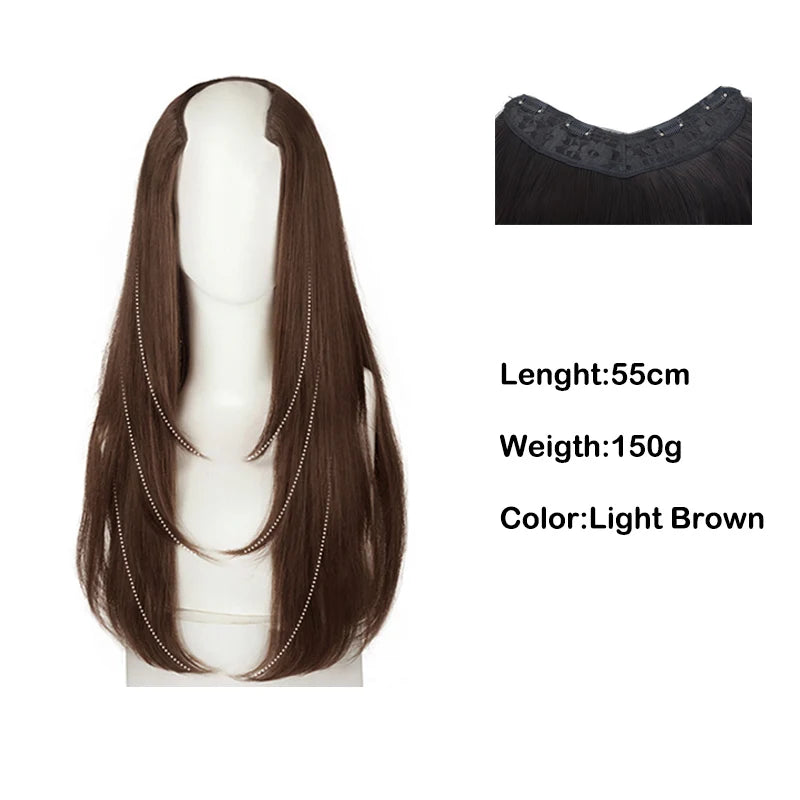 22Inch Women's  Synthetic Long Hair Styling Long Hair Synthetic Wigs Layered Hair Extensions Top of the Head Increase Hair