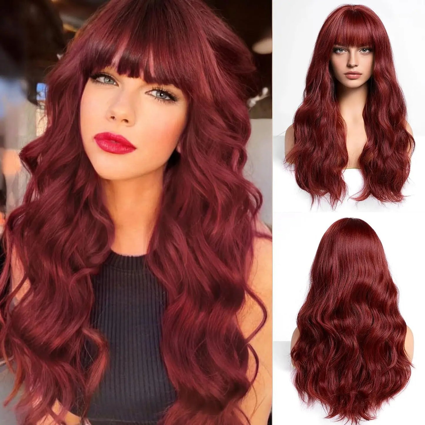 Popular synthetic wigs for women with bangs and long, shaggy curly hair Festival party daily wear chemical fiber head wig