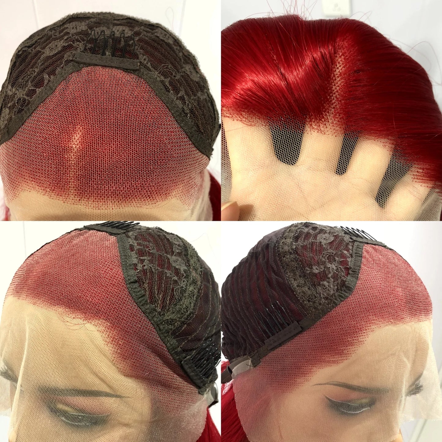 Long Red Wavy Wigs for Women Synthetic Hair Middle Part Natural Curly Loose Deep Wave 13X4 Lace Front Wigs for Daily Party