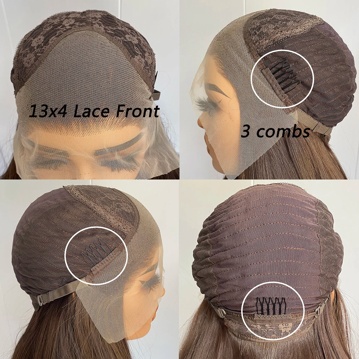 Blonde Highlights Long Silky Straight Wig Mix Color 13x4 Lace Front Wigs for Women Synthetic Hair Daily Wear Heat Resistant