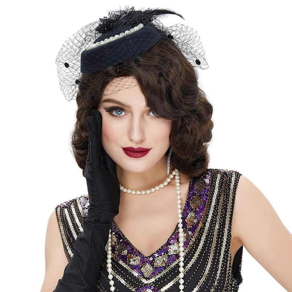 Synthetic Hair 1920s Wig Finger Wave The Great Gatsby Curly Long Wig Vintage Wigs for Women Lady  Heat Resistant Costume Wigs