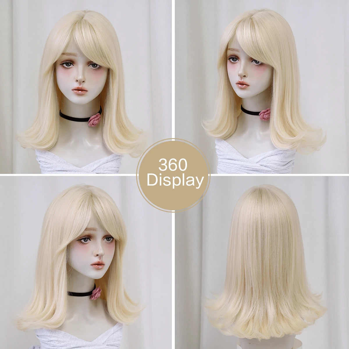 Long Straight Blonde Wig for Women Daily Use High Density Synthetic Layered Hair Wigs with Side Part Bangs Beginner Friendly