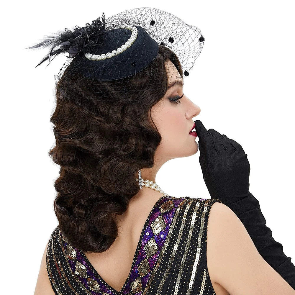 Synthetic Hair 1920s Wig Finger Wave The Great Gatsby Curly Long Wig Vintage Wigs for Women Lady  Heat Resistant Costume Wigs