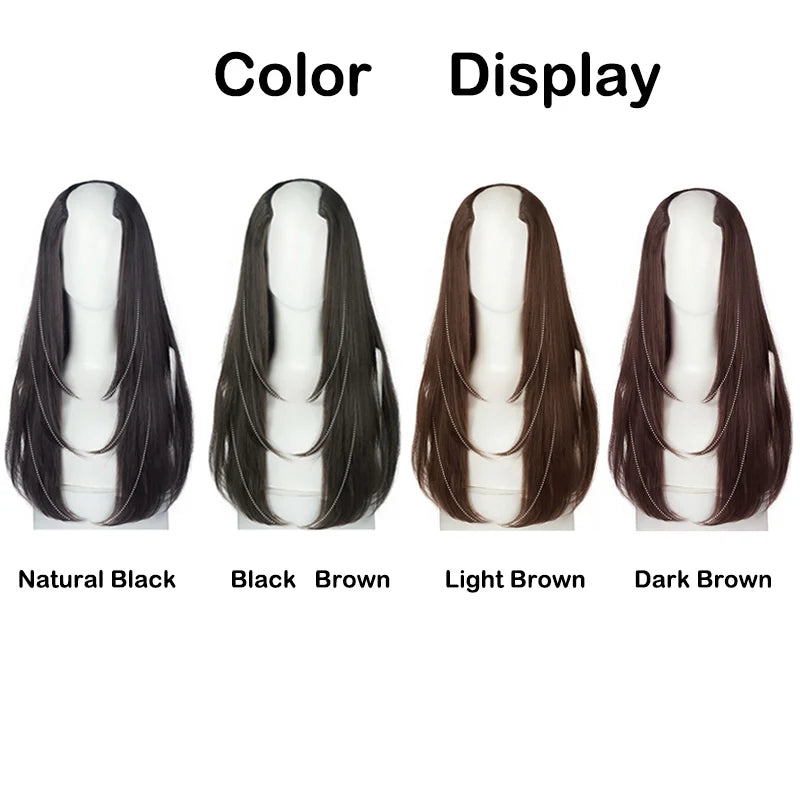 22Inch Women's  Synthetic Long Hair Styling Long Hair Synthetic Wigs Layered Hair Extensions Top of the Head Increase Hair