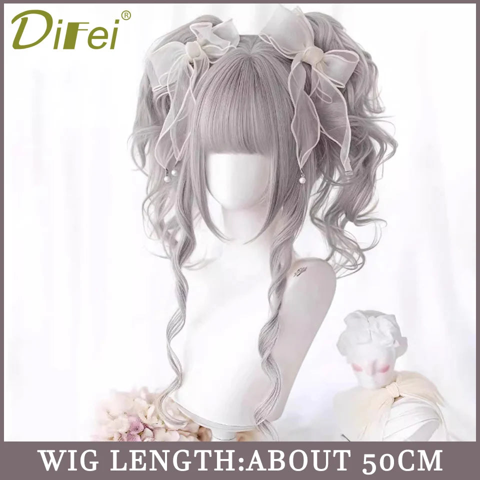 120cm Long Wavy Hair Synthetic Wigs Female Red Brown Coaplay Lolita Wig With Bangs Natural Hair Wigs Women Heat Fesistant  Fiber