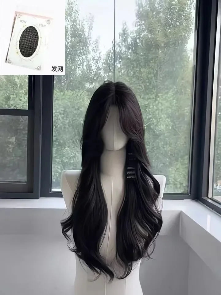 Black Wig Long Wavy Natural Hair Synthetic Wigs for Women 24inch High Quality Heat Resistance Wigs for Women Human Hair