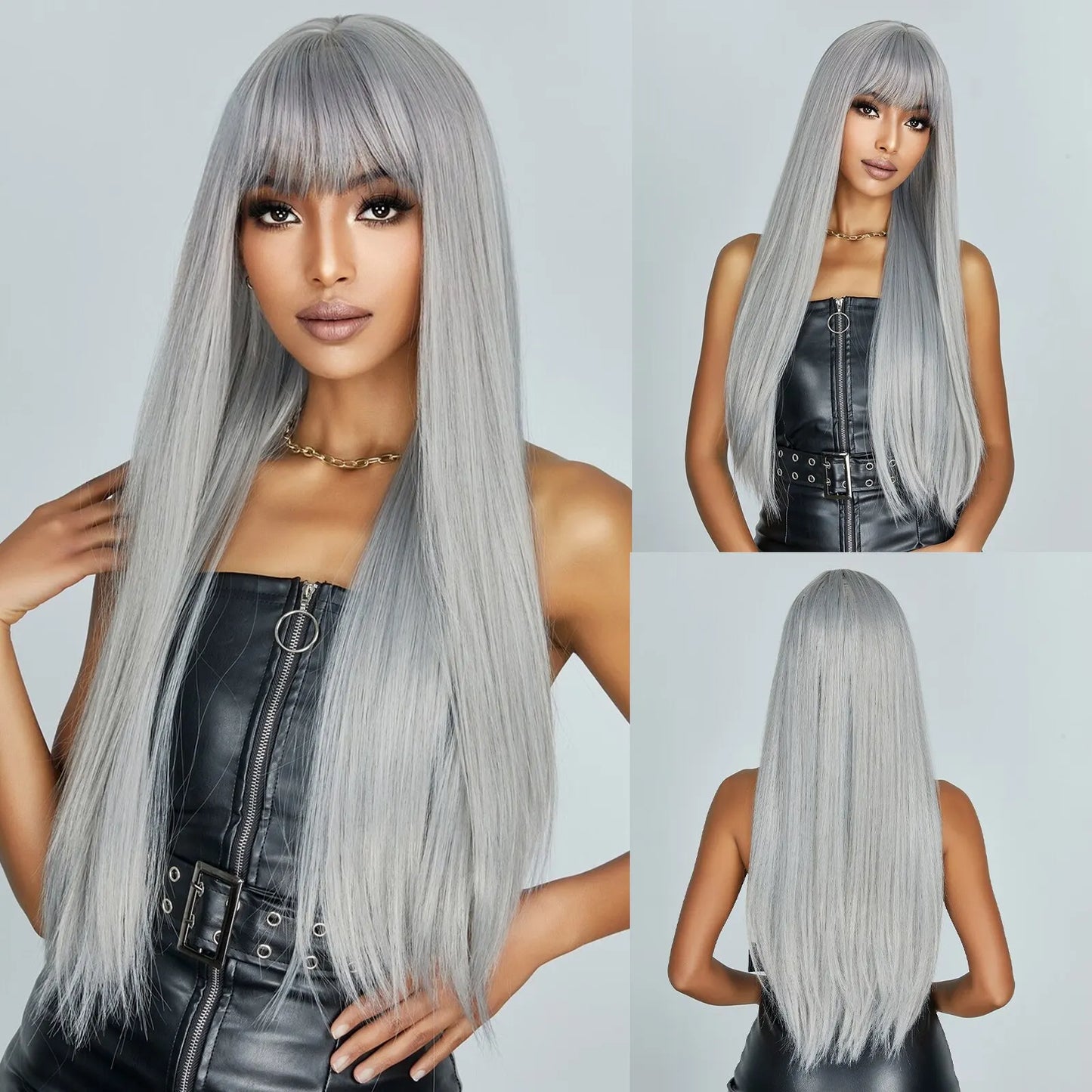 Black Hair Long Straight Wigs for Women Natural Hair Synthetic Wigs Daily Cosplay Heat Resistant