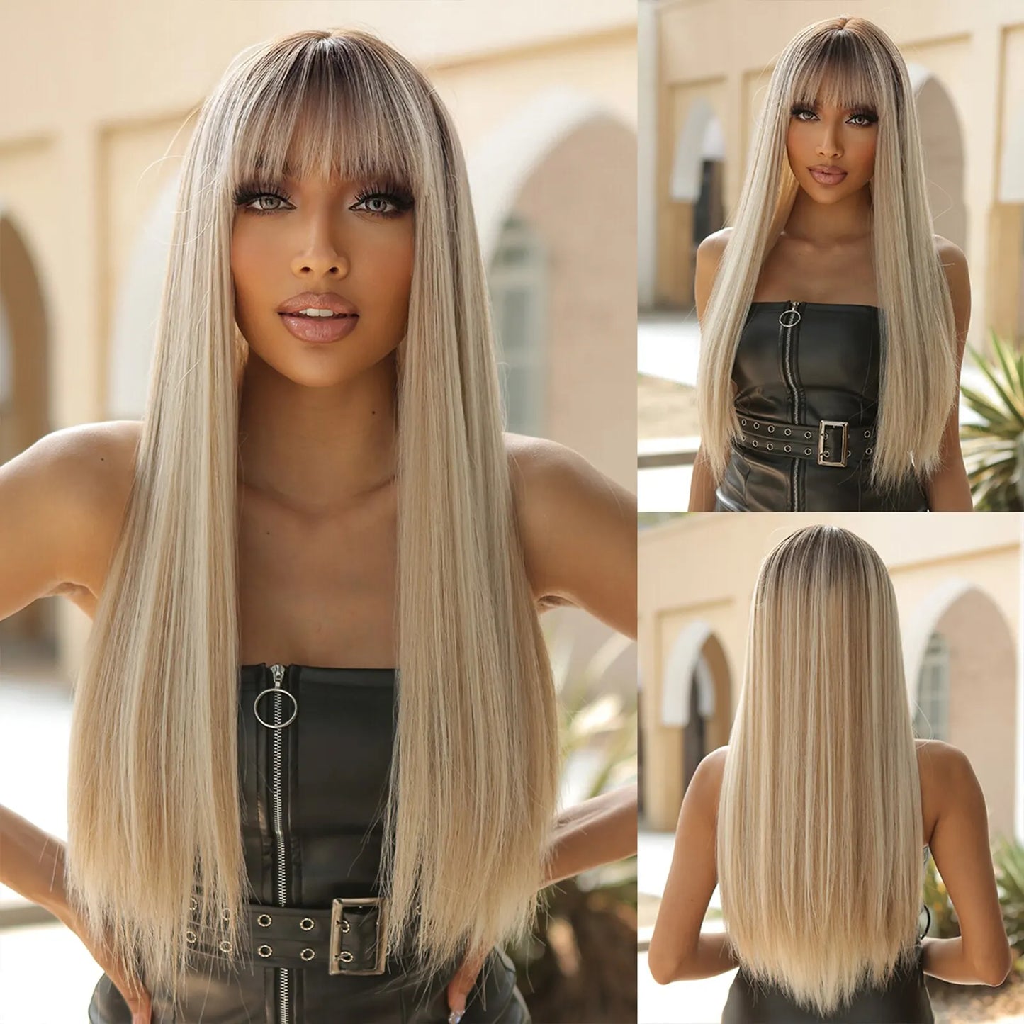 Black Hair Long Straight Wigs for Women Natural Hair Synthetic Wigs Daily Cosplay Heat Resistant