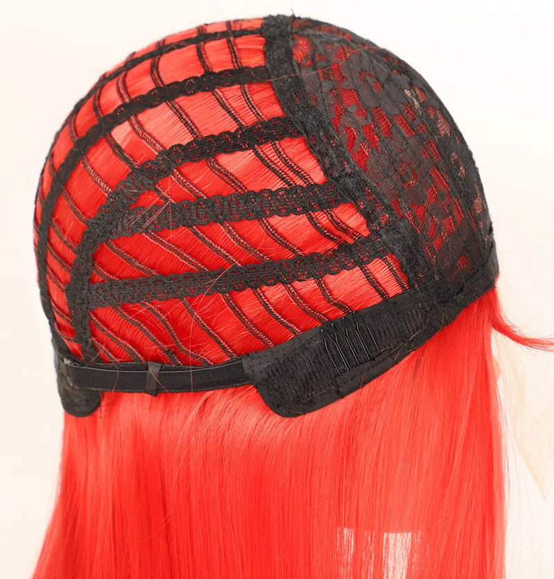 Long Straight Hair Synthetic Wig Female 34inch Long Black Red Blonde Wigs For Women Natural Wigs Women Cosplay Wig Middle Part